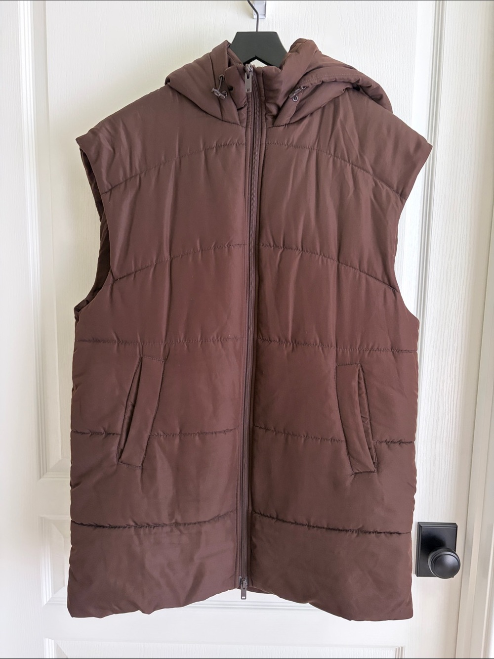 Zella Men's Hooded Puffer Vest in Brown
